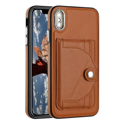 For iPhone XS Max Shockproof Leather Phone Case with Card Holder(Brown) - More iPhone Cases by buy2fix | Online Shopping UK | buy2fix