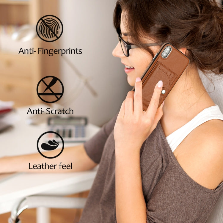 For iPhone XS Max Shockproof Leather Phone Case with Card Holder(Brown) - More iPhone Cases by buy2fix | Online Shopping UK | buy2fix