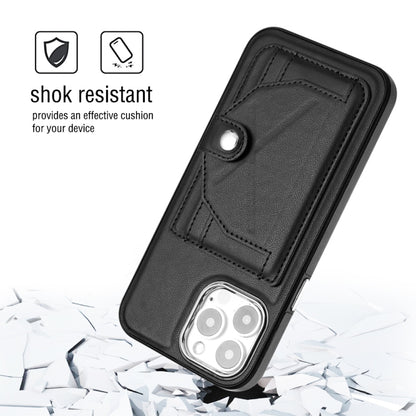For iPhone 15 Pro Max Shockproof Leather Phone Case with Card Holder(Black) - iPhone 15 Pro Max Cases by buy2fix | Online Shopping UK | buy2fix