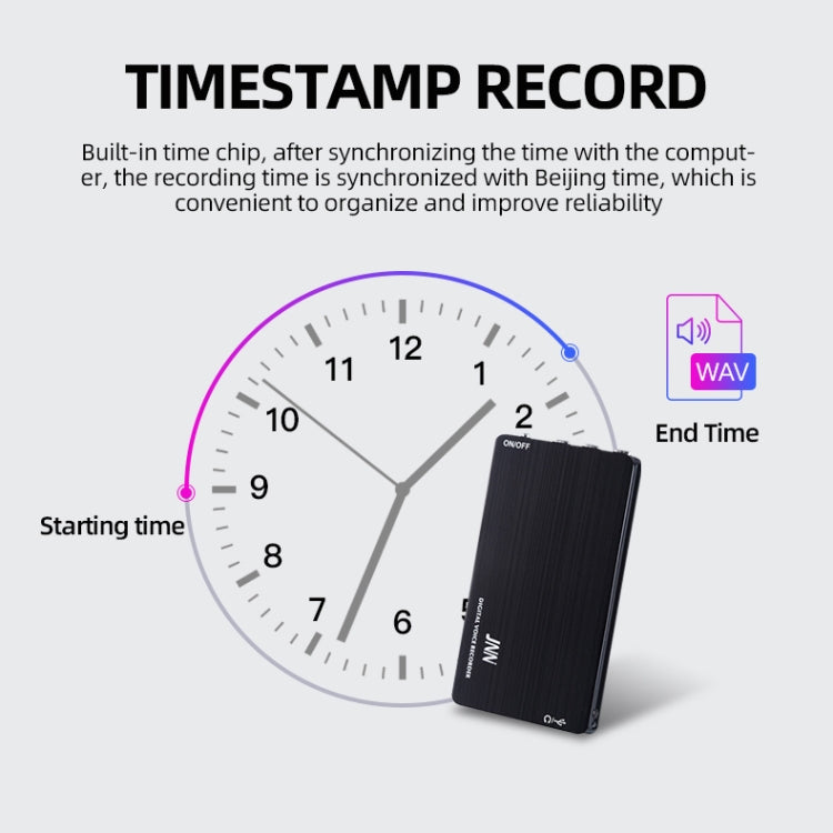 JNN M2 Ultra-thin HD Noise Reduction Intelligent Control Voice Voice Recorder, Capacity:16GB(Black) - Other Style by JNN | Online Shopping UK | buy2fix