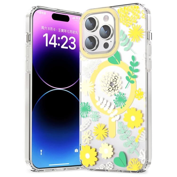 For iPhone 14 Pro MagSafe Magnetic TPU Phone Case(Yellow Chrysanthemum) - iPhone 14 Pro Cases by buy2fix | Online Shopping UK | buy2fix