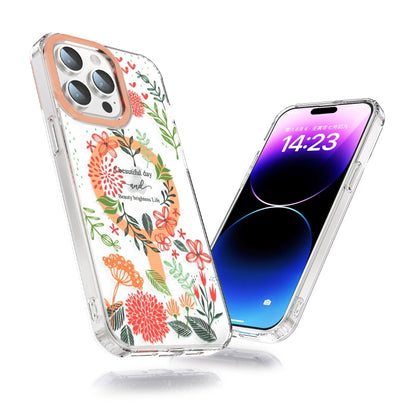 For iPhone 12 MagSafe Magnetic TPU Phone Case(Red Flowers and Green Leaves) - iPhone 12 / 12 Pro Cases by buy2fix | Online Shopping UK | buy2fix