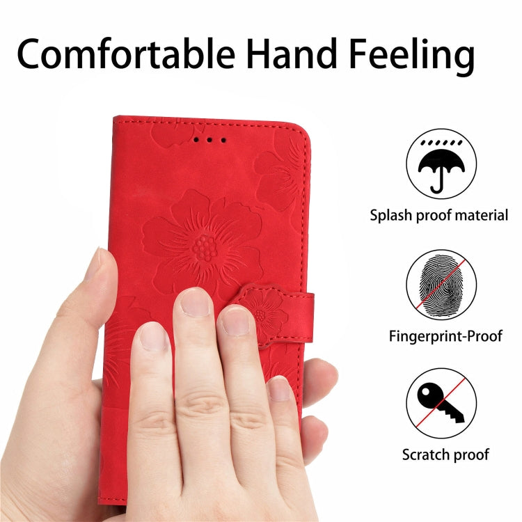 For Xiaomi 13 Flower Embossing Pattern Leather Phone Case(Red) - 13 Cases by buy2fix | Online Shopping UK | buy2fix