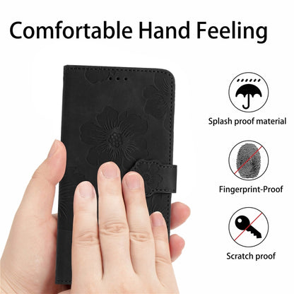 For Xiaomi Redmi Note 12 5G Flower Embossing Pattern Leather Phone Case(Black) - Note 12 Cases by buy2fix | Online Shopping UK | buy2fix