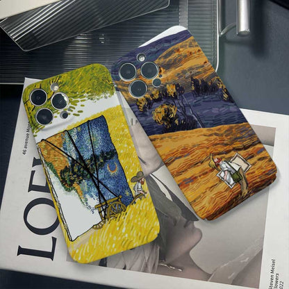 For iPhone 14 Precise Hole Oil Painting Pattern PC Phone Case(Evening Breeze) - iPhone 14 Cases by buy2fix | Online Shopping UK | buy2fix