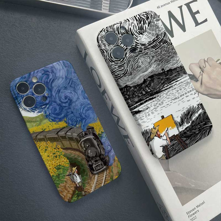 For iPhone 13 Precise Hole Oil Painting Pattern PC Phone Case(Evening Breeze) - iPhone 13 Cases by buy2fix | Online Shopping UK | buy2fix