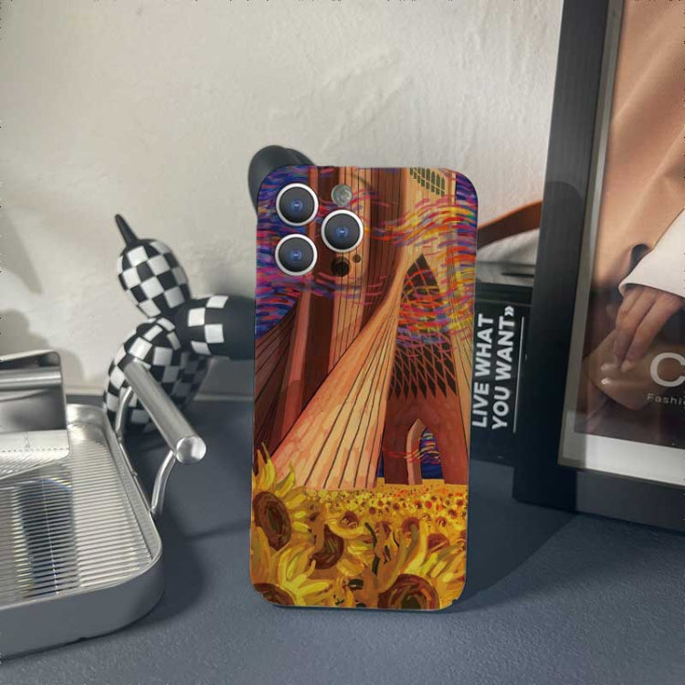 For iPhone 12 Pro Precise Hole Oil Painting Pattern PC Phone Case(Architectural Painting) - iPhone 12 / 12 Pro Cases by buy2fix | Online Shopping UK | buy2fix