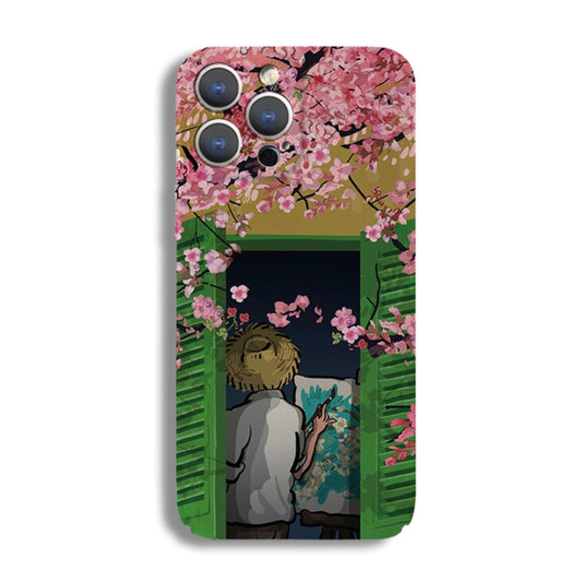 For iPhone 11 Precise Hole Oil Painting Pattern PC Phone Case(Peach Blossom) - iPhone 11 Cases by buy2fix | Online Shopping UK | buy2fix