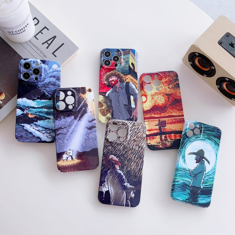 For iPhone 14 Pro Max Precise Hole Oil Painting Pattern PC Phone Case(Sea Wave) - iPhone 14 Pro Max Cases by buy2fix | Online Shopping UK | buy2fix