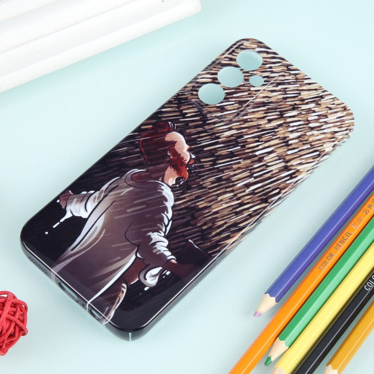 For Samsung Galaxy S22 5G Precise Hole Oil Painting Pattern PC Phone Case(Rain) - Galaxy S22 5G Cases by buy2fix | Online Shopping UK | buy2fix