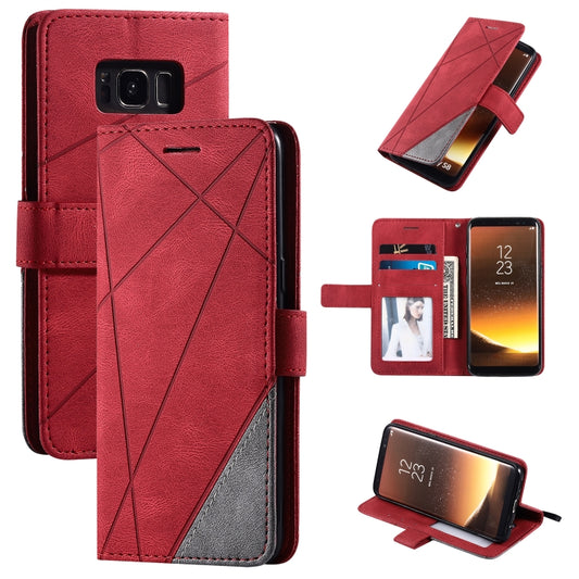 For Samsung Galaxy S8 Skin Feel Splicing Horizontal Flip Leather Case with Holder & Card Slots & Wallet & Photo Frame(Red) - Samsung Accessories by buy2fix | Online Shopping UK | buy2fix