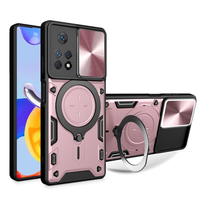 For Xiaomi Redmi Note 11 Pro CD Texture Sliding Camshield Magnetic Holder Phone Case(Pink) - Redmi Note 11 Pro Case by buy2fix | Online Shopping UK | buy2fix
