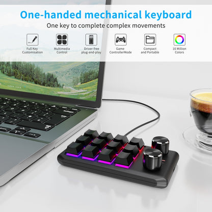 USB Wired 12KV2 MOLD Mini Mechanical 12 Keys 2 Knob Custom Programming Keyboard(Black) - Mini Keyboard by buy2fix | Online Shopping UK | buy2fix