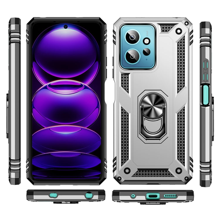 For Xiaomi Redmi Note 12 4G Global Shockproof TPU + PC Phone Case with Holder(Silver) - Note 12 Cases by buy2fix | Online Shopping UK | buy2fix