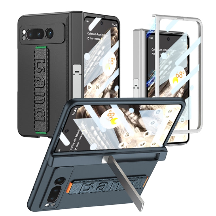 For Google Pixel Fold GKK Integrated Fold Hinge Full Coverage Phone Case with Wrist Strap(Blue) - Google Cases by GKK | Online Shopping UK | buy2fix