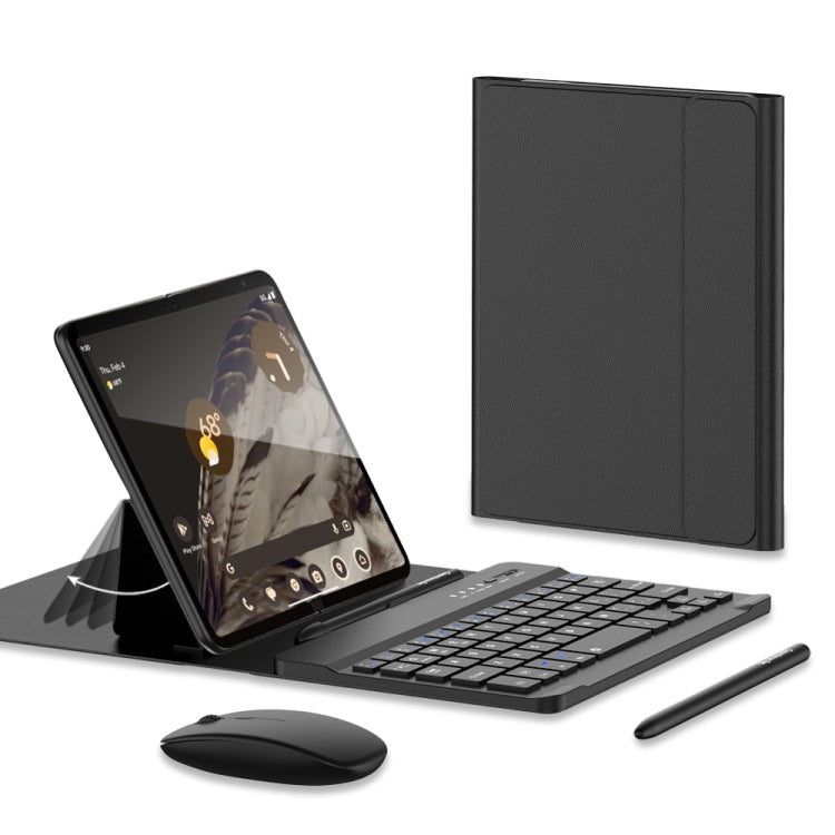 For Google Pixel Fold GKK Gear Adjustment Bluetooth Keyboard with Pen + Mouse + Leather Case(Black) - Google Cases by GKK | Online Shopping UK | buy2fix