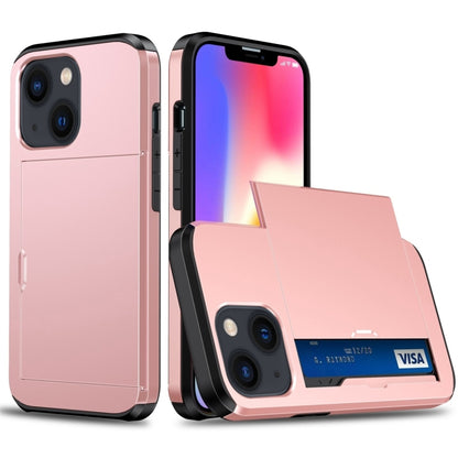 For iPhone 15 Plus Shockproof Armor Phone Case with Slide Card Slot(Rose Gold) - iPhone 15 Plus Cases by buy2fix | Online Shopping UK | buy2fix