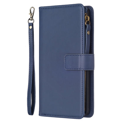 For Samsung Galaxy S23+ 5G 9 Card Slots Zipper Wallet Leather Flip Phone Case(Blue) - Galaxy S23+ 5G Cases by buy2fix | Online Shopping UK | buy2fix