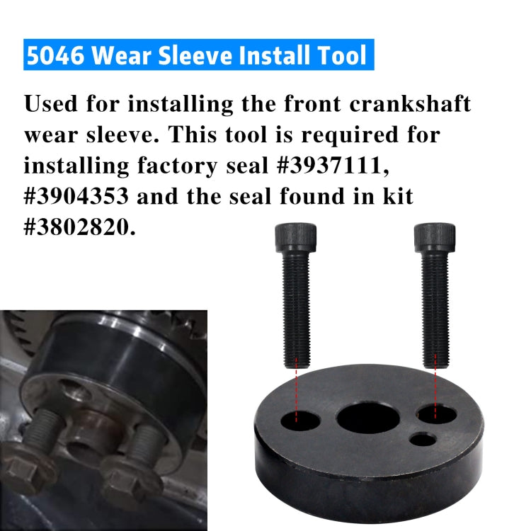 For Dodge Cummins 5046 Crankshaft Wear Sleeve + 1388 Front Cover Crankshaft Seal Installation Tool 124453+124388(Black) - Engine Fittings by buy2fix | Online Shopping UK | buy2fix