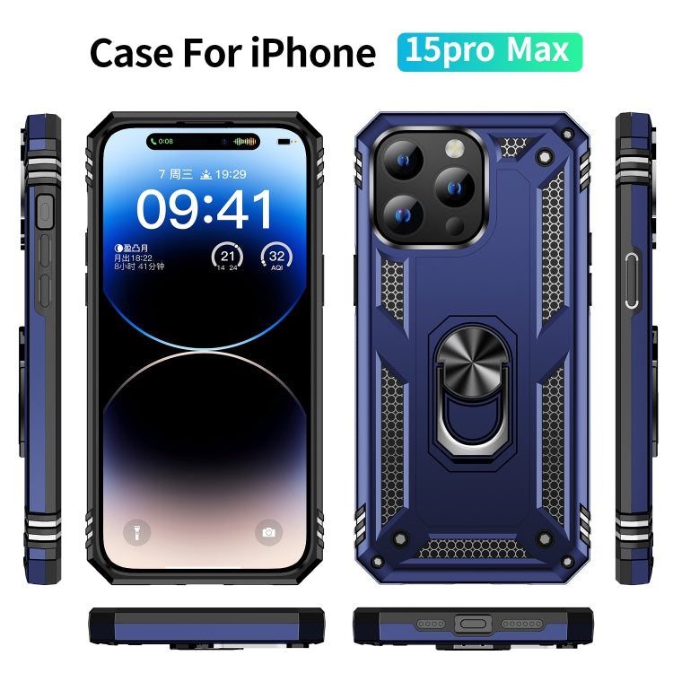 For iPhone 15 Pro Max Shockproof TPU + PC Phone Case with Holder(Blue) - iPhone 15 Pro Max Cases by buy2fix | Online Shopping UK | buy2fix