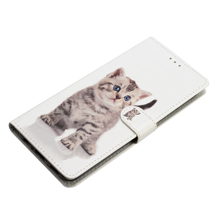 For OnePlus Nord CE 3 Lite 5G Colored Drawing Leather Phone Case(Little Tabby Cat) - OnePlus Cases by buy2fix | Online Shopping UK | buy2fix