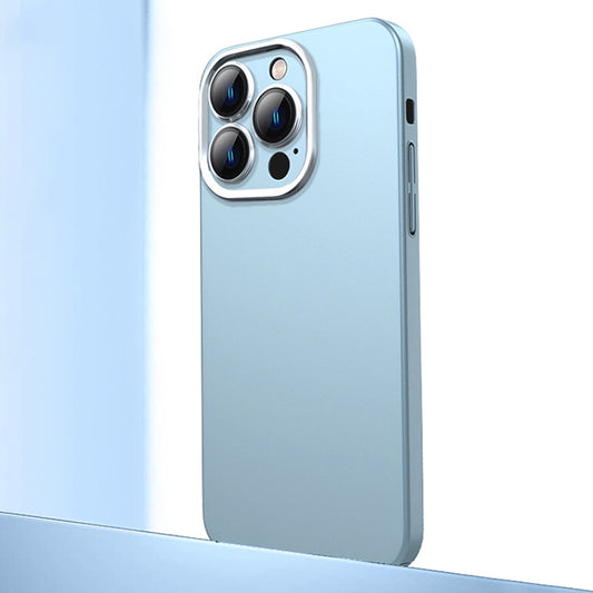 For iPhone 14 Pro Frosted Metal Material Phone Case with Lens Protection(Light Blue) - iPhone 14 Pro Cases by buy2fix | Online Shopping UK | buy2fix