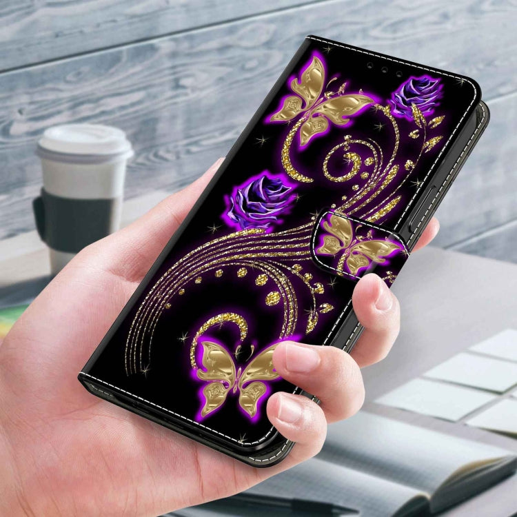 For Xiaomi Redmi Note 12 5G Global / Poco X5 Crystal 3D Shockproof Protective Leather Phone Case(Purple Flower Butterfly) - Xiaomi Cases by buy2fix | Online Shopping UK | buy2fix