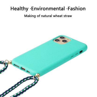 For iPhone 15 Pro Max Wheat Straw Material + TPU Phone Case with Lanyard(Green) - iPhone 15 Pro Max Cases by buy2fix | Online Shopping UK | buy2fix