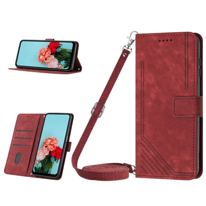 For Infinix Note 30/Note 30 5G Skin Feel Stripe Pattern Leather Phone Case with Lanyard(Red) - Infinix Cases by buy2fix | Online Shopping UK | buy2fix