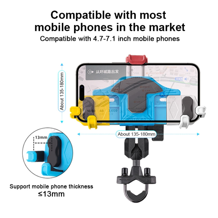 MOTOSLG Crab Motorcycle Phone Clamp Bracket O-Type Rear Mirror Mount with Anti-theft Lock(Black) - Holder by MOTOLSG | Online Shopping UK | buy2fix