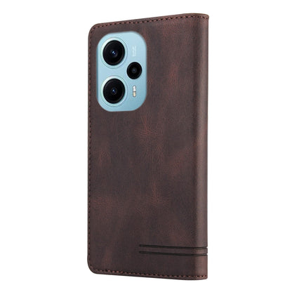 For Xiaomi Poco F5 5G/Redmi Note 12 Turbo 5G GQUTROBE Skin Feel Anti-theft Brush Horizontal Flip Leather Case with Holder(Brown) - Xiaomi Cases by GQUTROBE | Online Shopping UK | buy2fix