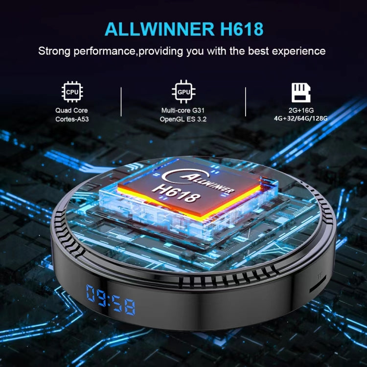 HK1RBOX H8-H618 Android 12.0 Allwinner H618 Quad Core Smart TV Box, Memory:4GB+64GB(US Plug) - Allwinner H6 by buy2fix | Online Shopping UK | buy2fix