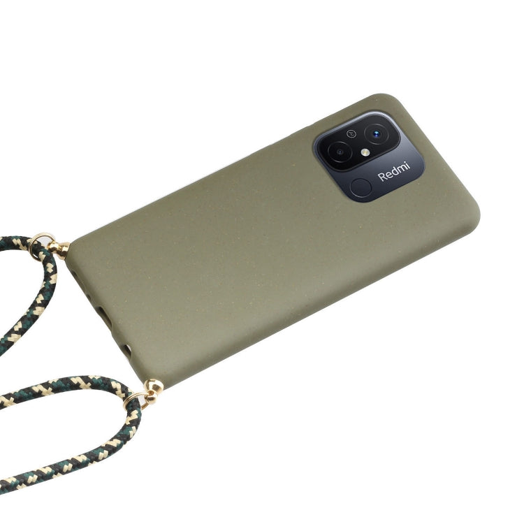 For Xiaomi Redmi 12C Wheat Straw Material + TPU Phone Case with Lanyard(Army Green) - Xiaomi Cases by buy2fix | Online Shopping UK | buy2fix