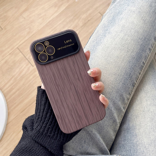 For iPhone 11 Pro Wood Grain TPU Phone Case with Lens Film(Grey) - iPhone 11 Pro Cases by buy2fix | Online Shopping UK | buy2fix