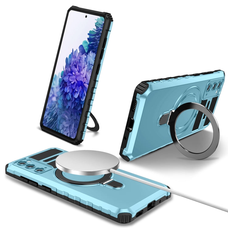 For Samsung Galaxy S20 FE MagSafe Magnetic Holder Phone Case(Light Blue) - Galaxy S20 FE Cases by buy2fix | Online Shopping UK | buy2fix