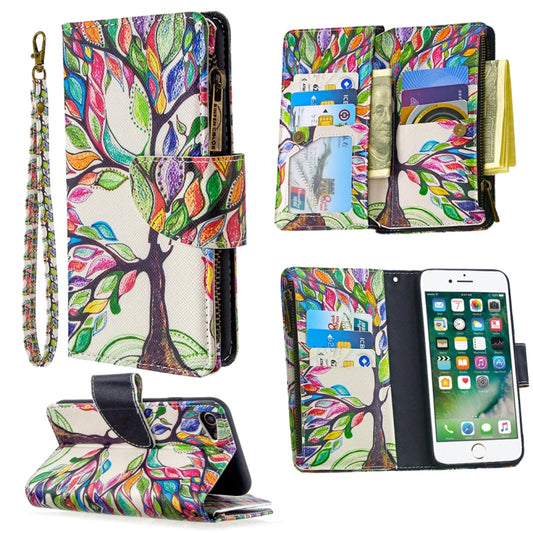 For iPhone 8 & 7 Colored Drawing Pattern Zipper Horizontal Flip Leather Case with Holder & Card Slots & Wallet(Tree) - Apple Accessories by buy2fix | Online Shopping UK | buy2fix