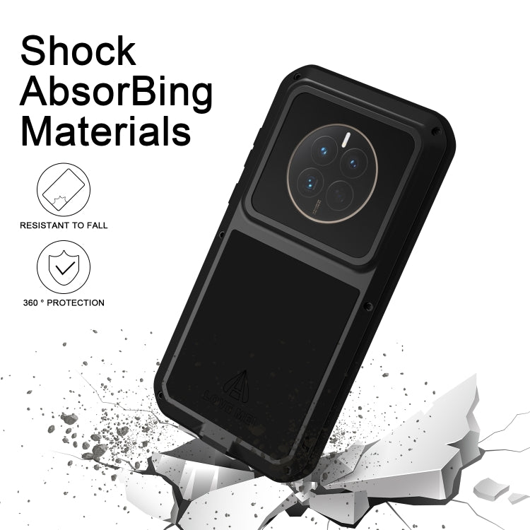 For Huawei Mate 50 LOVE MEI POWERFUL Metal Shockproof Life Waterproof Dustproof Phone Case(Black) - Huawei Cases by LOVE MEI | Online Shopping UK | buy2fix