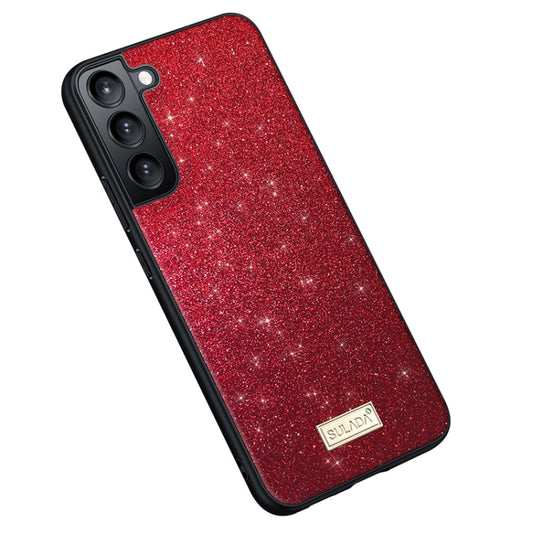 For Samsung Galaxy S23 5G SULADA Glittery TPU Hybrid Handmade Leather Phone Case(Red) - Galaxy S23 5G Cases by SULADA | Online Shopping UK | buy2fix