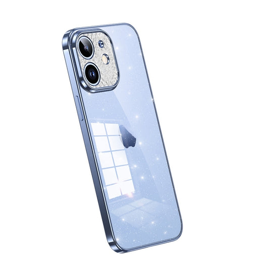 For iPhone 11 SULADA Electroplated Transparent Glittery TPU Phone Case(Blue) - iPhone 11 Cases by SULADA | Online Shopping UK | buy2fix