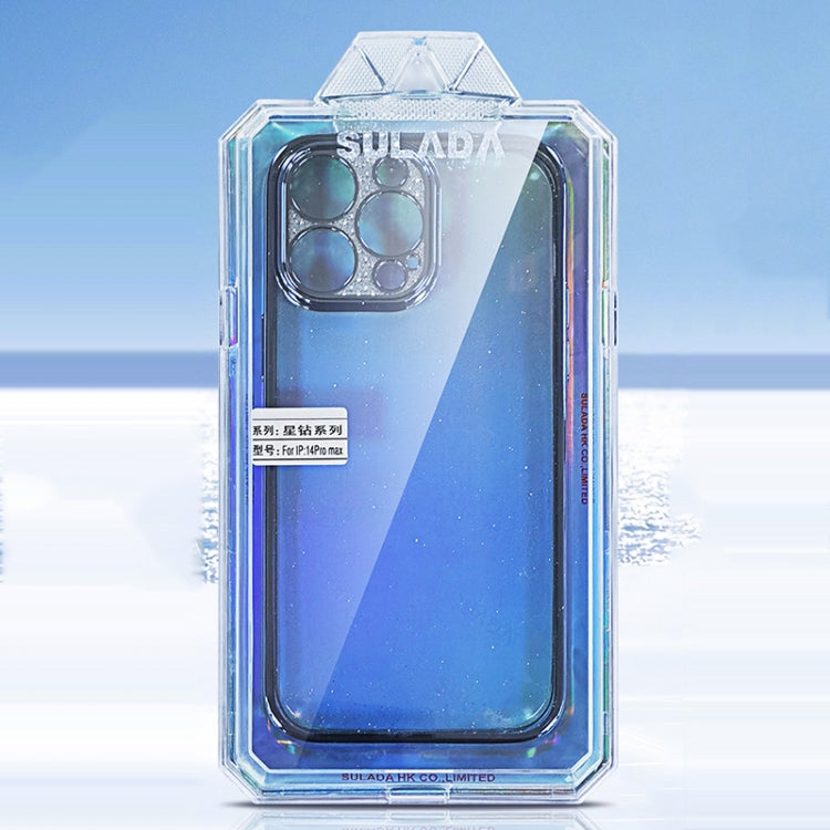 For iPhone 14 Pro Max SULADA Electroplated Transparent Glittery TPU Phone Case(Blue) - iPhone 14 Pro Max Cases by SULADA | Online Shopping UK | buy2fix