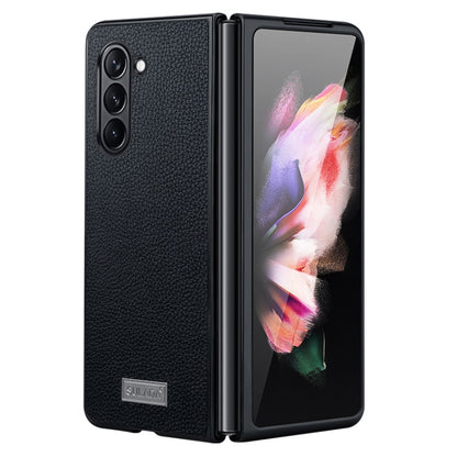 For Samsung Galaxy Z Fold5 SULADA Shockproof TPU + Litchi Texture Leather Phone Case(Black) - Galaxy Z Fold5 Cases by SULADA | Online Shopping UK | buy2fix
