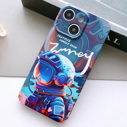 For iPhone 14 Plus Painted Pattern Precise Hole PC Phone Case(Blue Paint Astronaut) - iPhone 14 Plus Cases by buy2fix | Online Shopping UK | buy2fix