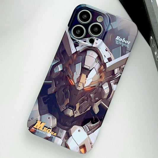 For iPhone 12 Pro Max Painted Pattern Precise Hole PC Phone Case(Grey Robot) - iPhone 12 Pro Max Cases by buy2fix | Online Shopping UK | buy2fix