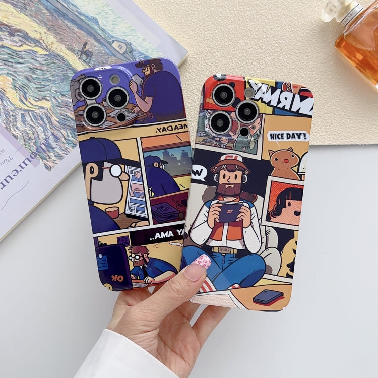 For iPhone 12 Painted Pattern Precise Hole PC Phone Case(Working Uncle) - iPhone 12 / 12 Pro Cases by buy2fix | Online Shopping UK | buy2fix