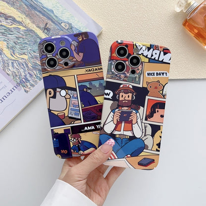 For iPhone 12 Pro Max Painted Pattern Precise Hole PC Phone Case(Orange White Astronaut) - iPhone 12 Pro Max Cases by buy2fix | Online Shopping UK | buy2fix