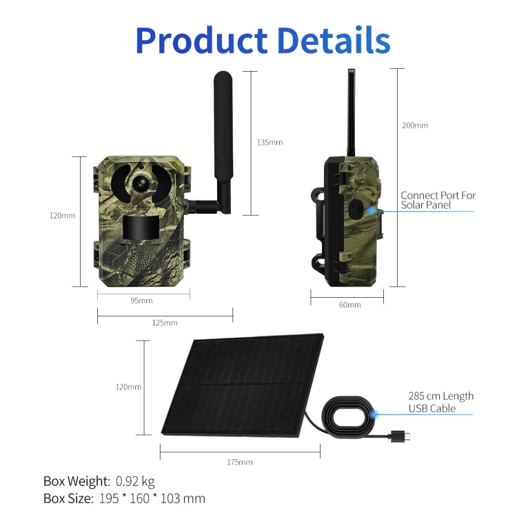 ESCAM QF380 4MP Network Solar PIR Alert Smart Wildlife Hunting Camera, 4G:US Version(Camouflage) - Hunting Cameras by ESCAM | Online Shopping UK | buy2fix