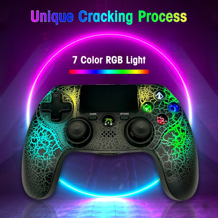 Crack Pattern RGB Light Wireless Game Controller for PS4 / PC / Android / iOS(Black) - Gamepads by buy2fix | Online Shopping UK | buy2fix