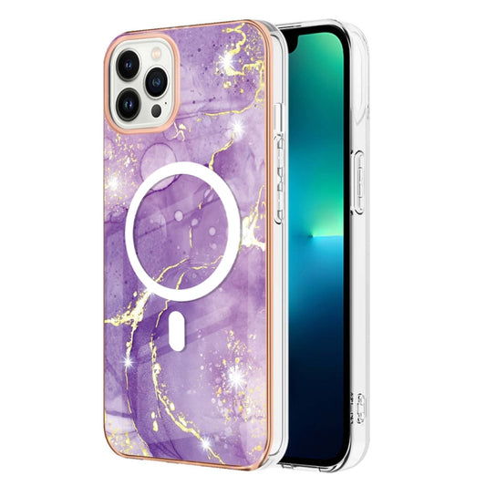 For iPhone 13 Pro Max Marble Pattern Dual-side IMD Magsafe TPU Phone Case(Purple 002) - iPhone 13 Pro Max Cases by buy2fix | Online Shopping UK | buy2fix