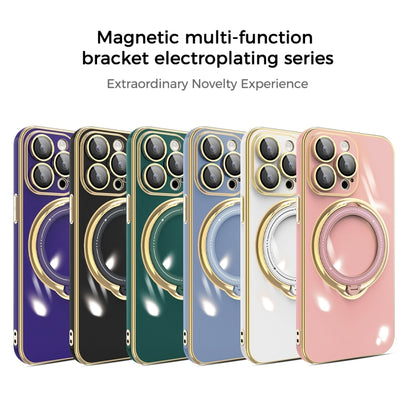 For iPhone 12 Pro Max Multifunction Electroplating MagSafe Holder Phone Case(Dark Purple) - iPhone 12 Pro Max Cases by buy2fix | Online Shopping UK | buy2fix