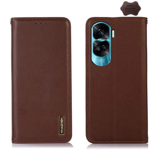 For Honor 90 Lite 5G / X50i KHAZNEH Nappa Top Layer Cowhide Leather Phone Case(Brown) - Honor Cases by buy2fix | Online Shopping UK | buy2fix